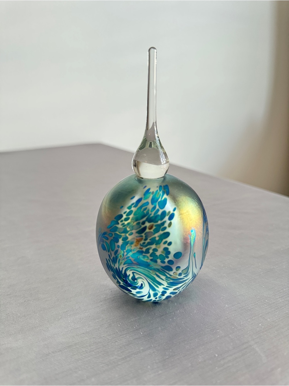 Robert Eickholt Perfume Bottle | Signed Art Glass Hand Blown Iridescent Signed!